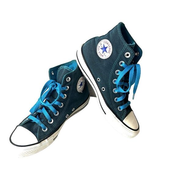 Converse Chuck Taylor All Star Hi Top Sapphire Blue Canvas Shoe Womens 6 Lace Up - Picture 1 of 11
